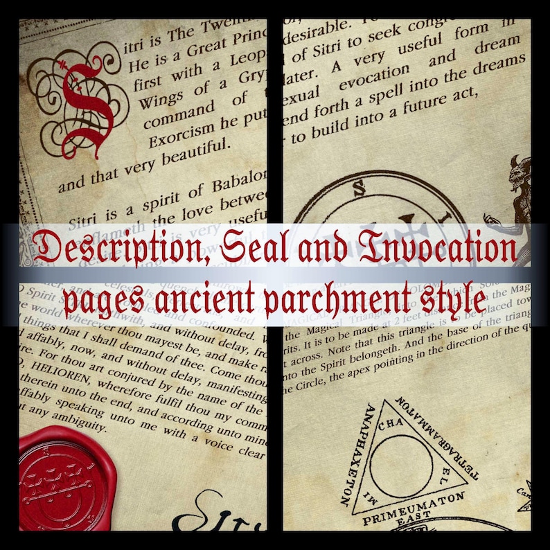 Sitri Demon Printable Dark Art Ars Goetia Grimoire. Seals Description ...