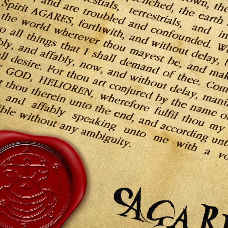 Agares Demon Printable Dark Art Ars Goetia Grimoire. Seals Description ...