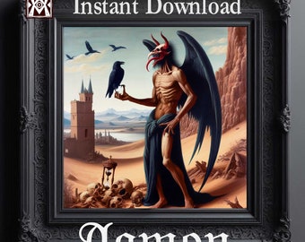 Aamon Demon Dark Art imprimable Ars Goetia Grimoire. Description des sceaux pages pdf invocation de la conjuration. Démonologie Mithologie antique occulte