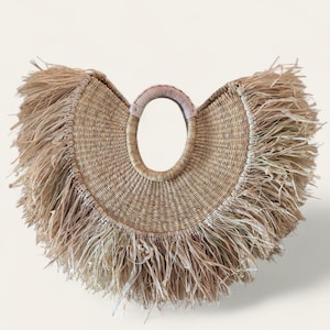 Handwoven Raffia Beach Bag, African Straw Tote, Boho Chic