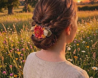 Peach Dahlia Real Flowers Hair Clip