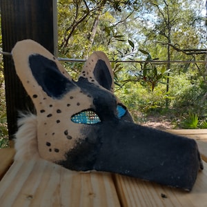 therian  spotted hyena mask blue eyes