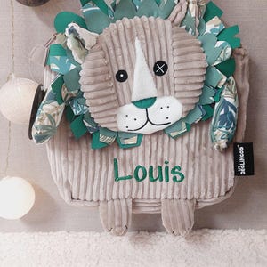 sac à dos  personnalisé enfant lion /  doudou personnalisé enfant /  les déglingos/ broderie /sac ecole/sac  lion
