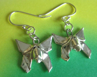 Silver Origami Butterfly Earrings