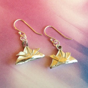 Silver Origami Samurai Helmet Earrings image 1