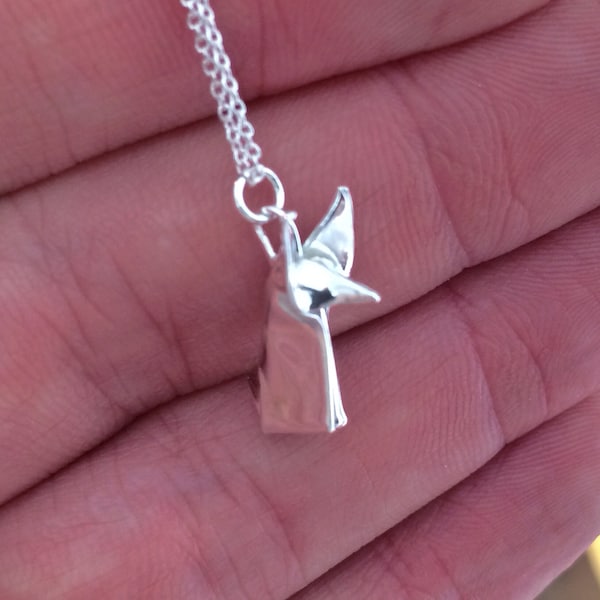 Silver Origami Fox Pendant Hand Folded Fine Silver