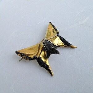 Gold Plated Origami Butterfly Brooch &quot;Courante&quot;, number three in Concerto Series, OOAK