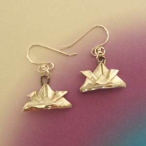 Silver Origami Samurai Helmet Earrings image 5