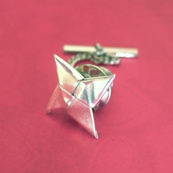 Silver Orgiami Shuriken Tie Tack - Origami Ninja Star