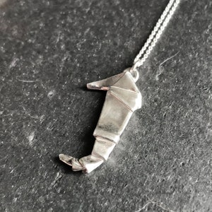 Silver Origami Seahorse Pendant