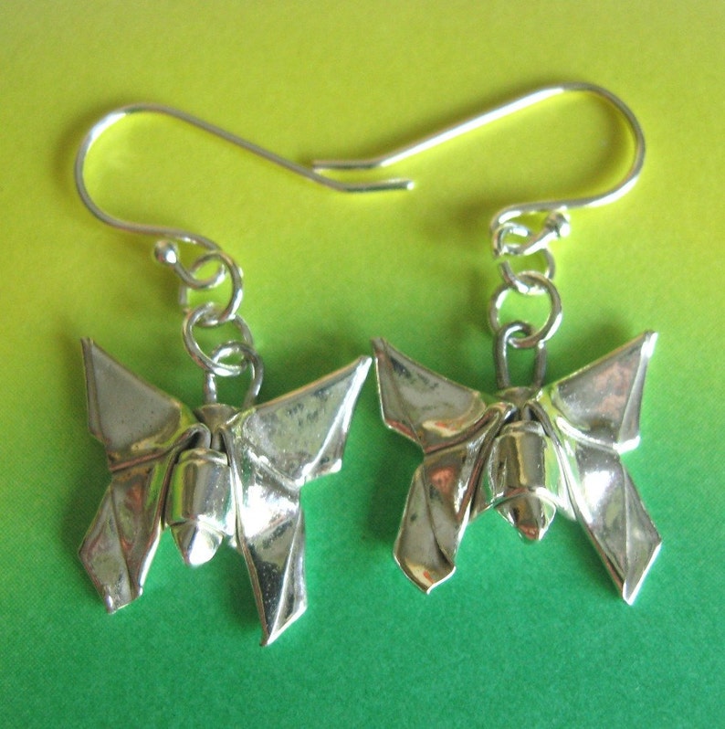 Silver Origami Butterfly Earrings Etsy