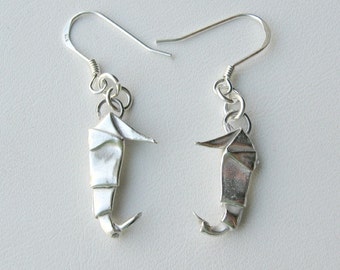 Silver Origami Seahorse Earrings