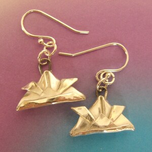 Silver Origami Samurai Helmet Earrings image 3