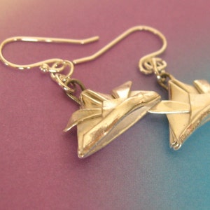 Silver Origami Samurai Helmet Earrings image 4