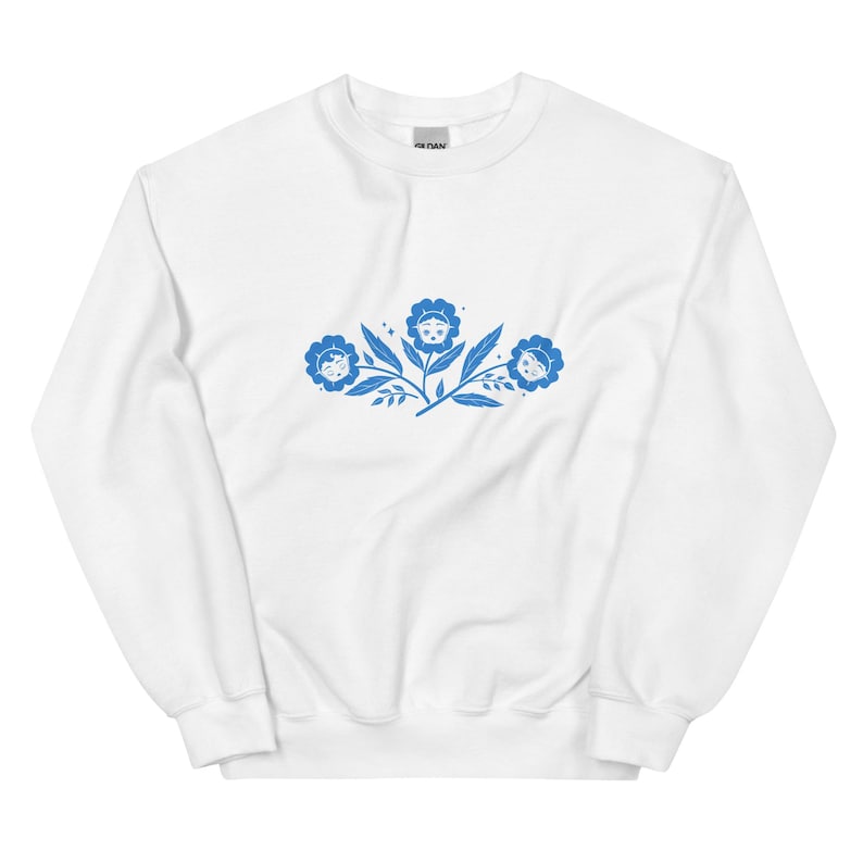 Corningware Cuties | Unisex Sweatshirt | Vintage Collector Anthropomorphic Pyrex Jadeite Flower Face Girl