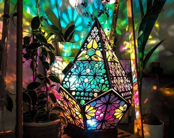 Colorful Night lamp | Wooden Hollow LED | Projection Night Lamp | Night lamp | Desk Lamp | Turkish lamp |  | Colorful lamp