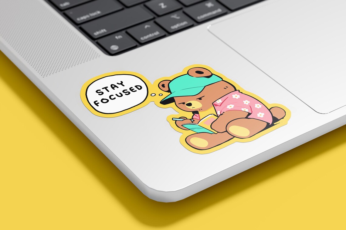 Focused Notepad Sticker STAY FOCUSED Glossy Sticker // Cute Notebook Sticker // Cute Water ...