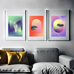 Vibrant Trio: Set of 3 Modern, Colorful, Minimalist Digital Art Prints Instant Download, Cool Wall Decor imagen 4