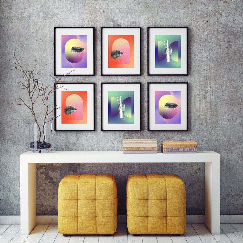 Vibrant Trio: Set of 3 Modern, Colorful, Minimalist Digital Art Prints Instant Download, Cool Wall Decor imagen 5
