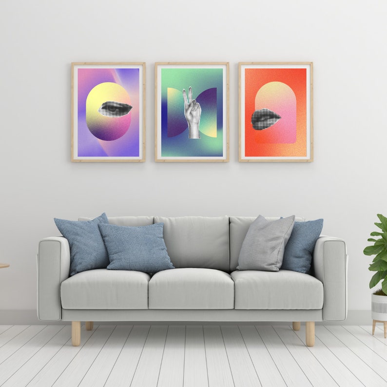 Vibrant Trio: Set of 3 Modern, Colorful, Minimalist Digital Art Prints Instant Download, Cool Wall Decor imagen 1