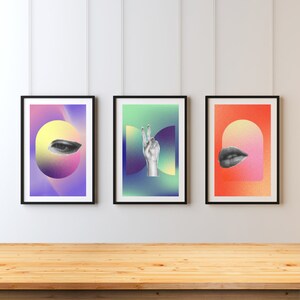 Vibrant Trio: Set of 3 Modern, Colorful, Minimalist Digital Art Prints Instant Download, Cool Wall Decor imagen 2