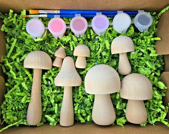 Corteccia di funghi in legno e funghi decorativi glitterati in legno H11cm 3 pezzi