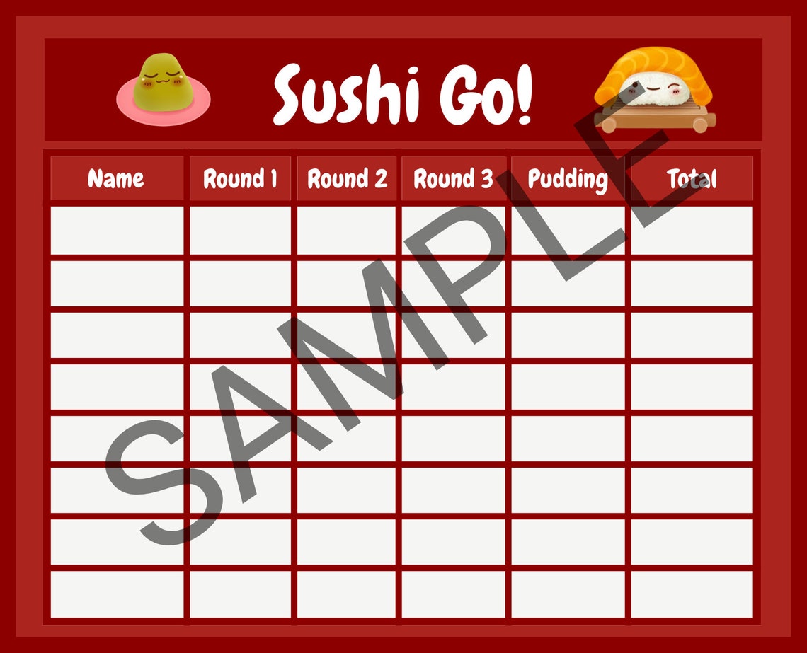 Sushi Go Score Sheets - Etsy