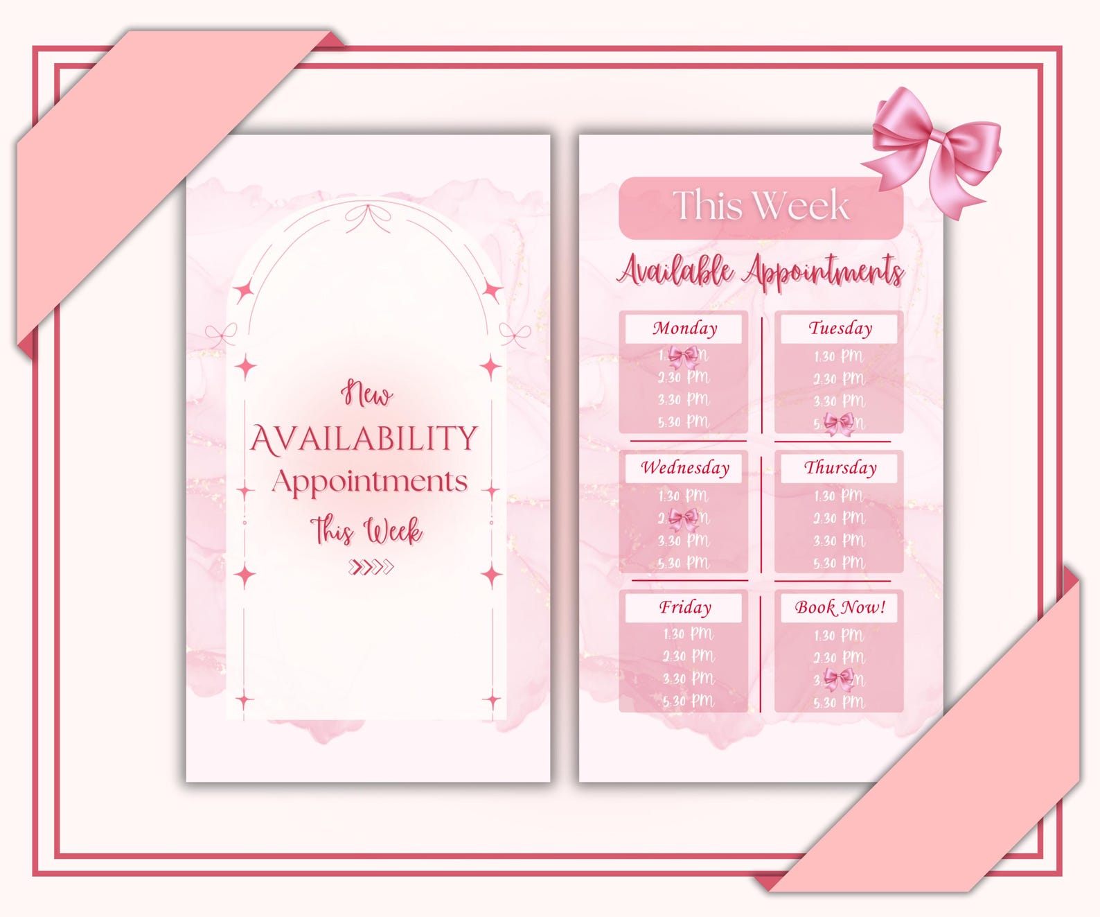 Weekly Appointments Calendar, Pink Availability Time Slots, Instagram ...