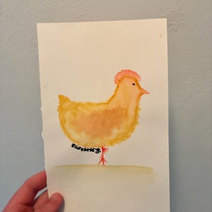 Original Chicken Watercolor Painting 5.5x8.5 Unframed Farm Animal Art Cute Country Wall Decor Handmade Chicken Illustration Gift