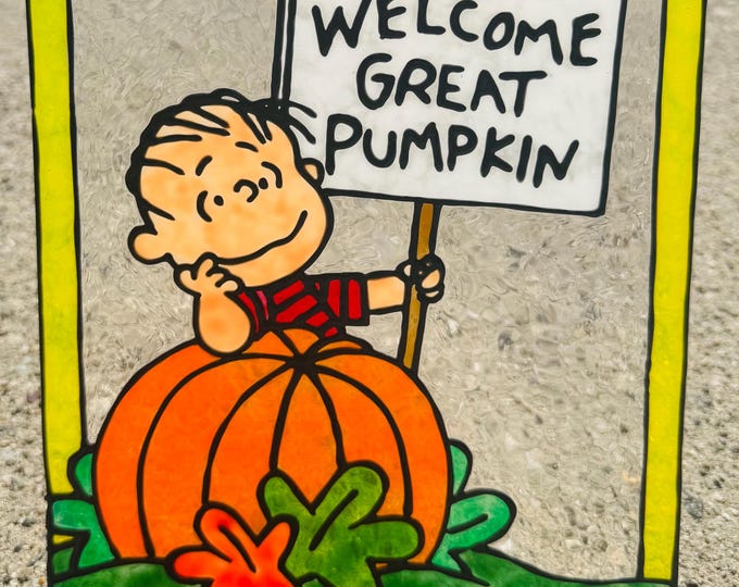 Linus Welcome Great Pumpkin - Peanuts - 8 X 10 Acrylic Faux Stained ...