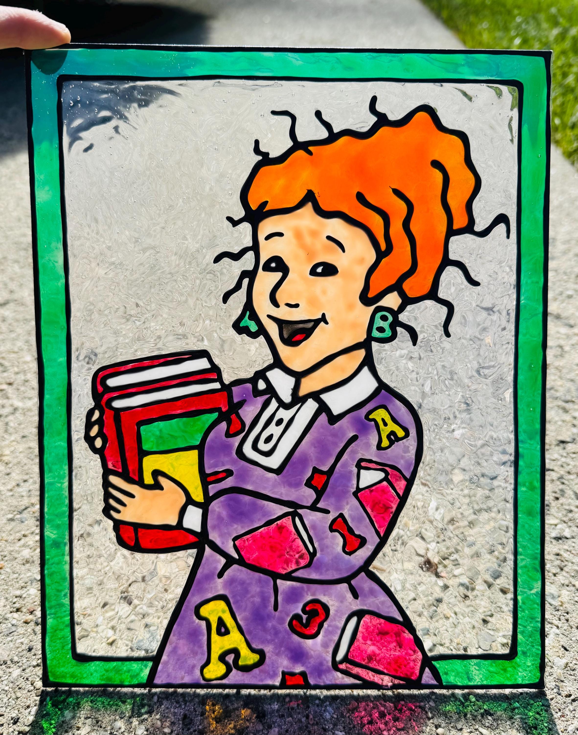 Ms. Frizzle - The Magic School Bus - PBS Kids - *Limited Edition* 8 x 10 Acrylic Faux Stained Glass Window/Wall Art and Decor