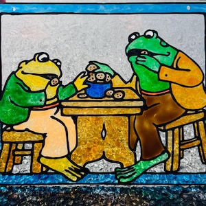 Frog and Toad Eating Cookies - Kids Storybook - 8x10 Acrylic Faux Stained Glass