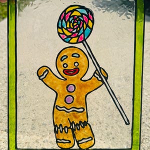Gingy With Lollipop - Shrek - Dreamworks - 8 x 10 Acrylic Faux Stained Glass Window/Wall Art and Decor