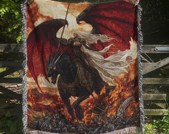 Throne of Glass Tapestry Blanket: Manon and Abraxos, Literary Fandom Decor