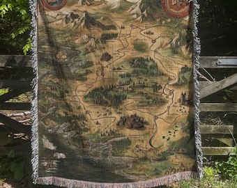 Vintage Fantasy Map Woven Throw Blanket - Adventure Decor