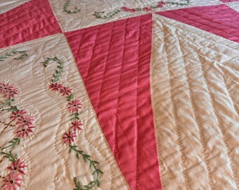 Antique Star Quilt, Anfang 1900er Jahre, Pink Lovers, Antiquität, Vintage