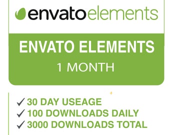 Envato Elements 1 mes / 100 descargas por día / Entrega y descargas rápidas / Panel de más de 2 años