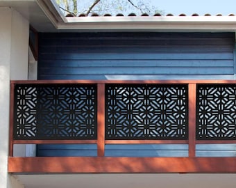 Architectural Geometric Privacy Panel, Modern Aluminum Fence Screen, Contemporary Backyard Divider