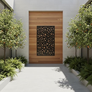 Sculptural Geometric Privacy Panel, Modern Aluminum Outdoor Screen, Designer Fence Divider