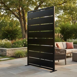 Minimalist Linear Fence Panel, Modern Metal Privacy Screen, Contemporary Backyard Divider