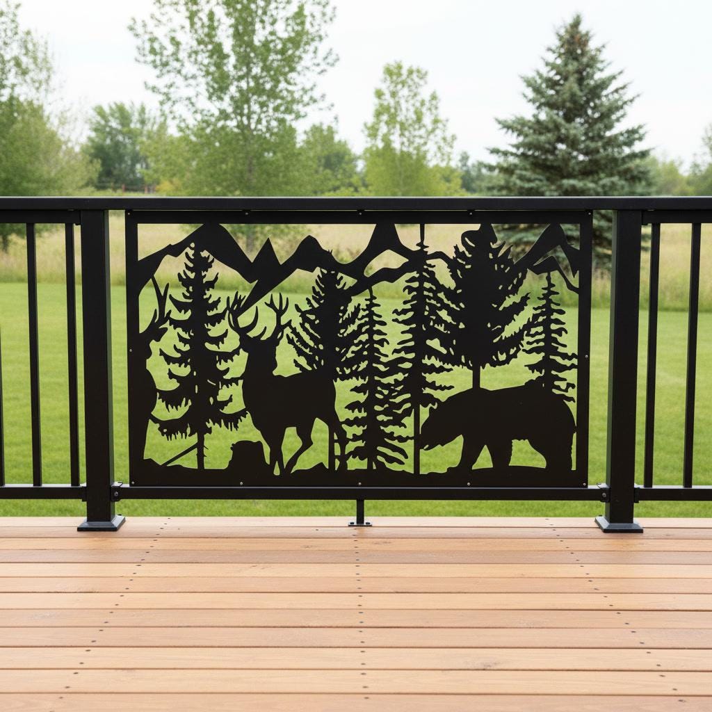 Loon Railing Inserts Bear and Deer Aluminum Deck Railing Insert, Rustic Cabin Decor - Etsy