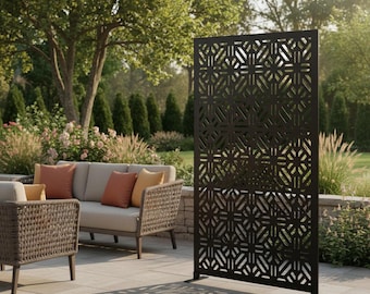 Abstract Geometric Aluminum Privacy Screen, Modern Outdoor Art Panel, Contemporary Fence Divider