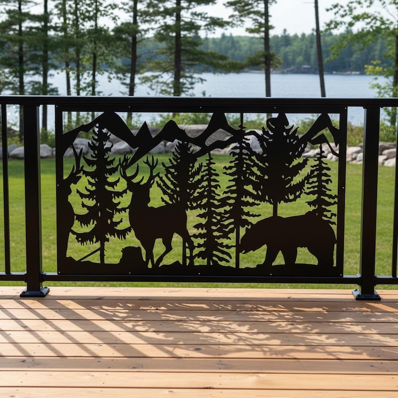 Deer Railing Panel Bear and Deer Aluminum Deck Railing Insert, Rustic Cabin Decor - Etsy
