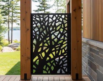 Luxury Tree Branch Privacy Panel, Designer Aluminum Garden Screen, Nature Fence Divider