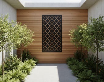Modern Geometric Metal Wall Art, Indoor Outdoor Privacy Panel, Contemporary Garden Decor