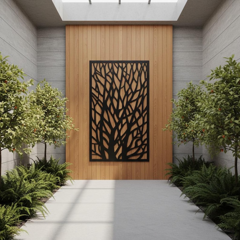 Tree Branch Stair Railing Panel, Metal Staircase Privacy Insert, Nature ...