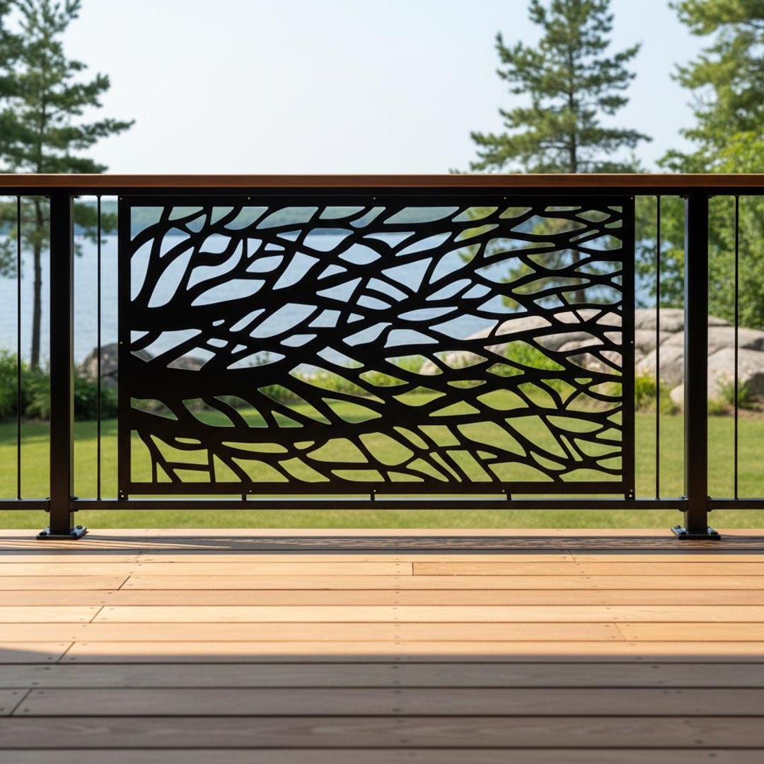 Tree Branch Stair Railing Panel, Metal Staircase Privacy Insert, Nature ...