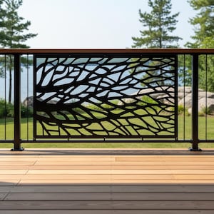 Tree Branch Stair Railing Panel, Metal Staircase Privacy Insert, Nature Inspired Modern Railing Screen