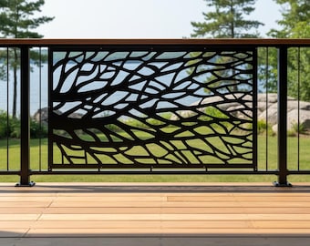 Tree Branch Stair Railing Panel, Metal Staircase Privacy Insert, Nature Inspired Modern Railing Screen