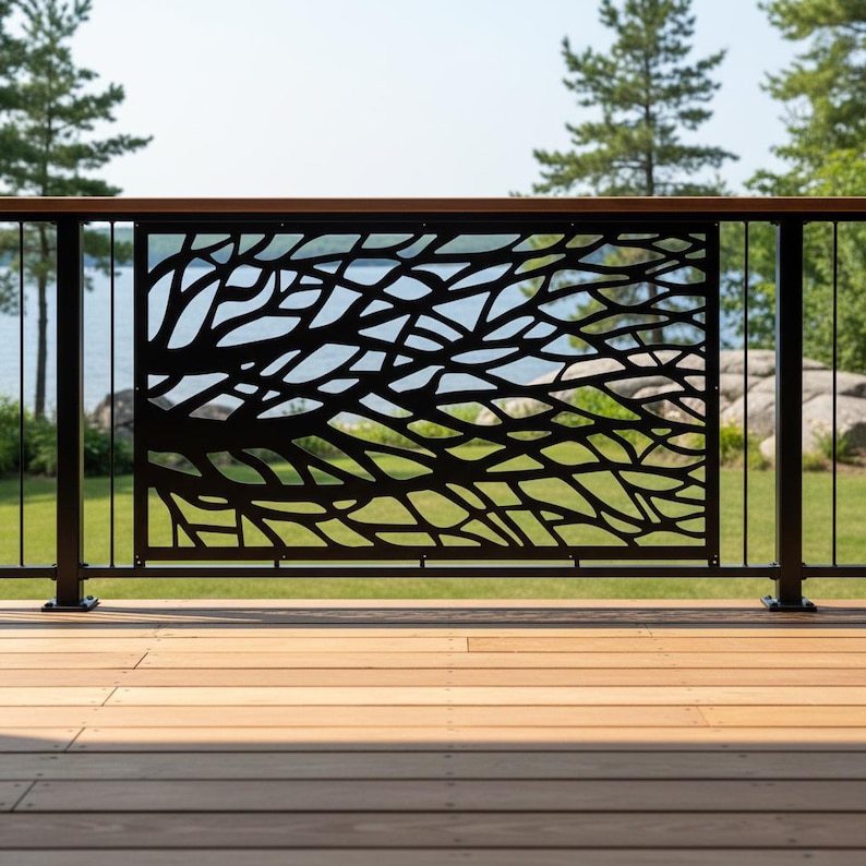 Tree Branch Stair Railing Panel, Metal Staircase Privacy Insert, Nature ...